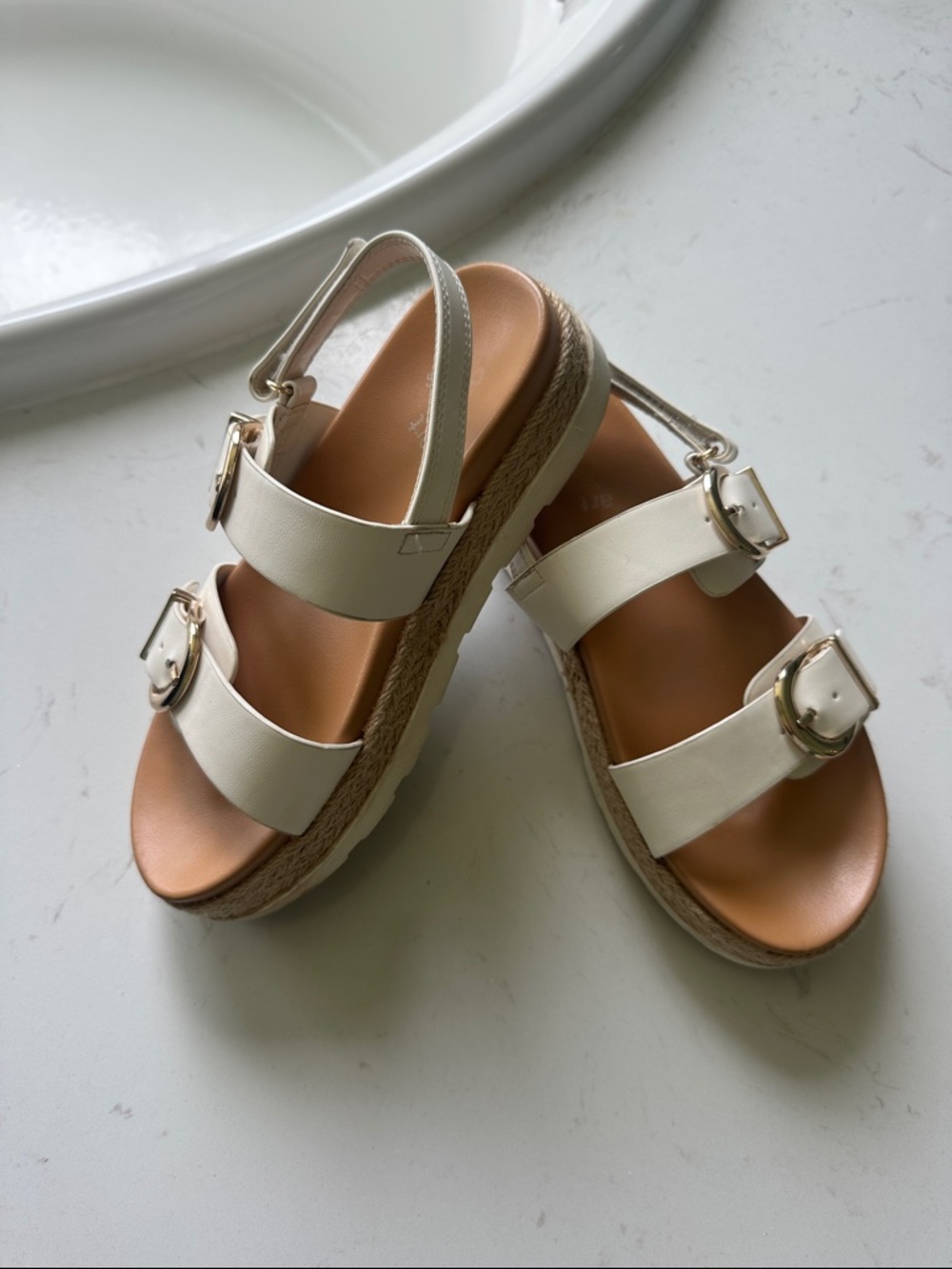 Girls’ White Platform Sandals w/ velcro closure
